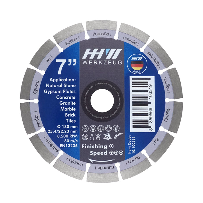 HHW ใบตัดเพชรงานก่อสร้าง 7นิ้ว Diamond Cutting Discs Construction 7” 10.100582