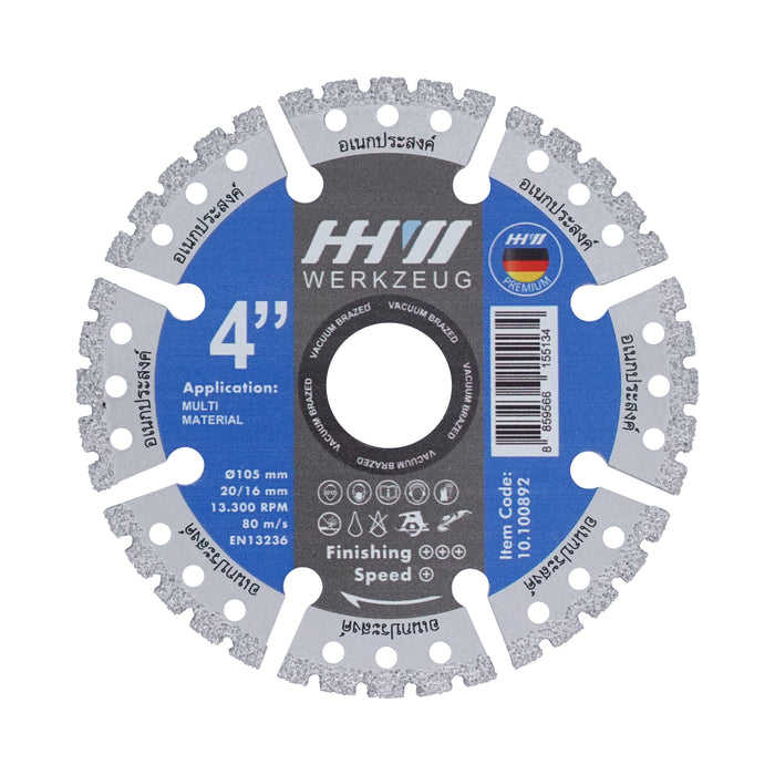 HHW ใบตัดเพชร อเนกประสงค์ 4นิ้ว Diamond Cutting Discs Multi Material 4” 10.100892