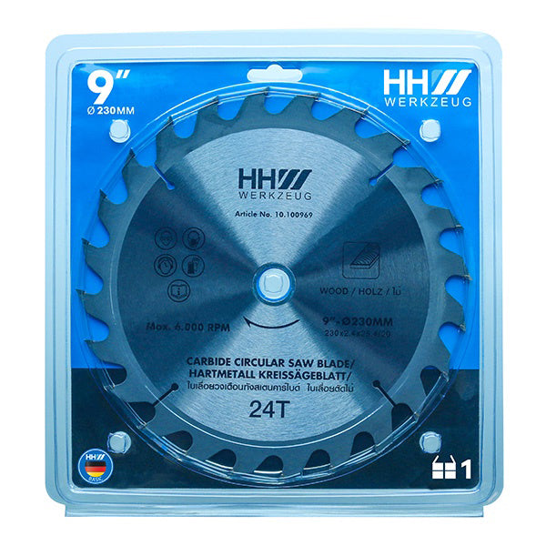 HHW ใบเลื่อยไม้ 9 นิ้ว 24 ฟัน TCT Saw blade wood Size 9" 24T 10.100969