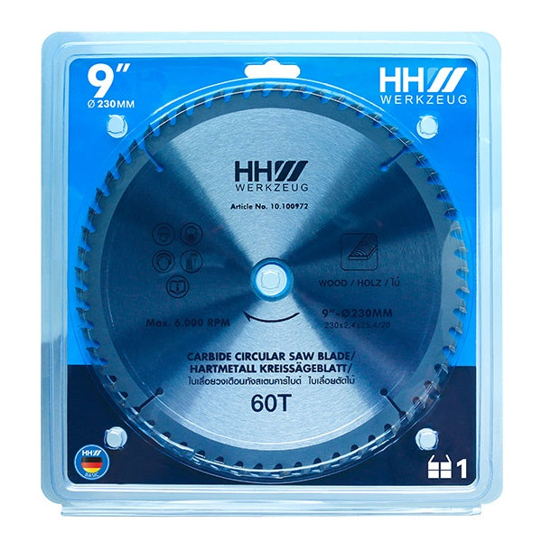 HHW ใบเลื่อยไม้ 9 นิ้ว 60 ฟัน TCT Saw blade wood Size 9" 60T 10.100972