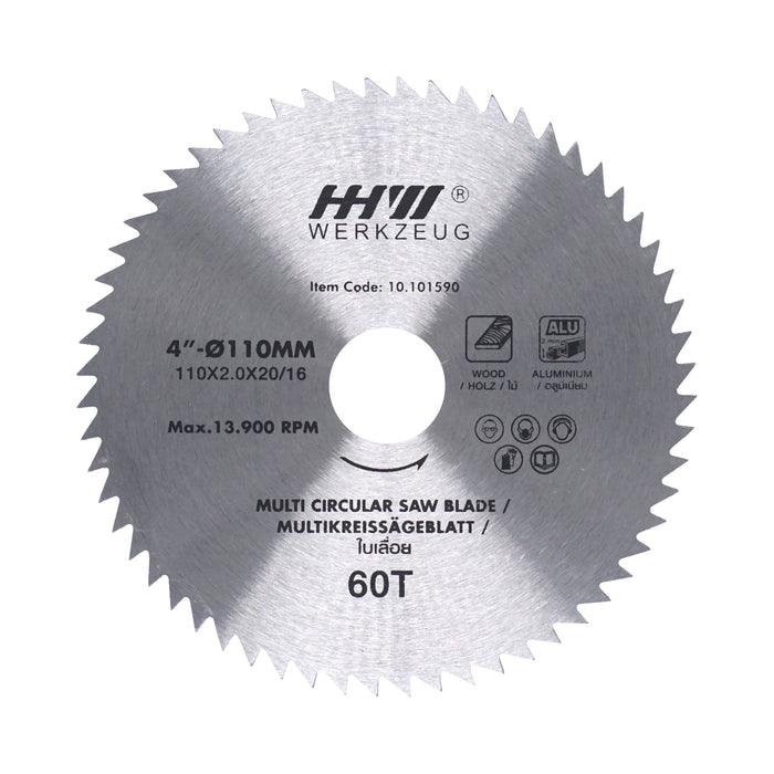 HHW ใบเลื่อย 4" 60ฟัน Multi circular saw blade size 4” 60T 10.101590