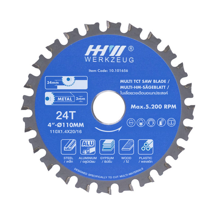 HHW ใบเลื่อยวงเดือนอเนกประสงค์ 4 นิ้ว 24ฟัน Multi TCT Saw Blade 4” 24T 10.101656