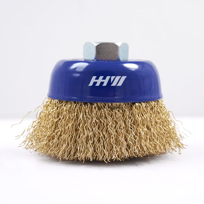 HHW แปรงลวดเคลือบทองเหลืองรูปถ้วย 3 นิ้ว / 76มม. CUP BRUSH BRASS COATED (STEEL) 3” / 76mm. 10.101658