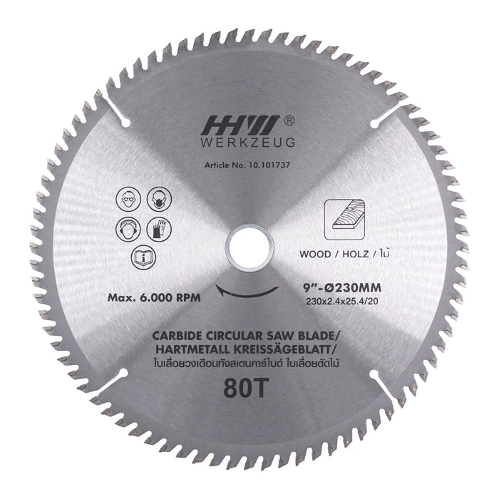 HHW ใบเลื่อยไม้ 9 นิ้ว 80 ฟัน TCT Saw blade wood Size 9" 80T 10.101737