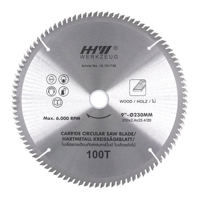 HHW ใบเลื่อยไม้ 9 นิ้ว 100 ฟัน TCT Saw blade wood Size 9" 100T 10.101738