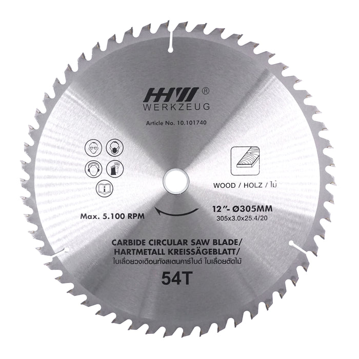 HHW ใบเลื่อยไม้ 12 นิ้ว 54 ฟัน TCT Saw blade wood Size 12" 54T 10.101740