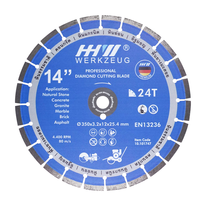 HHW ใบตัดถนน Silver Brazed 14 นิ้ว Diamond Cutting Discs Silver Brazed 14” 10.101747