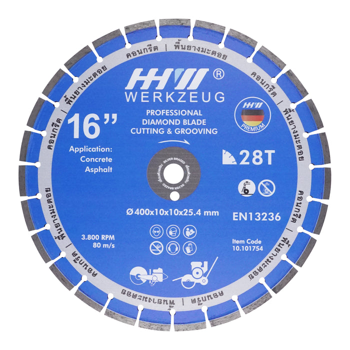 HHW ใบตัดถนน Cutting & Grooving 16 นิ้ว Diamond Cutting Disc Cutting & Grooving 16” 10.101754