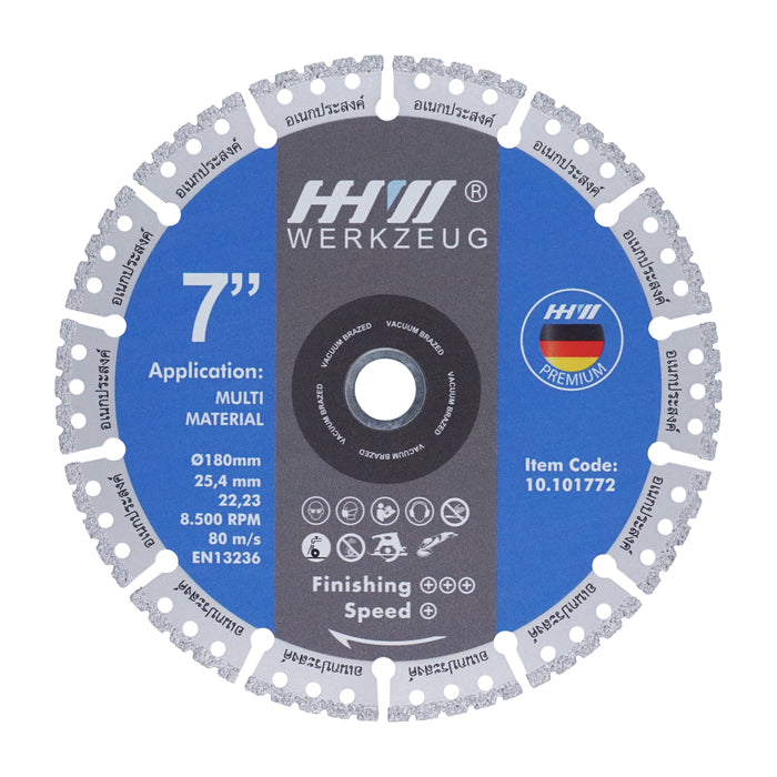 HHW ใบตัดเพชร อเนกประสงค์ 7 นิ้ว Diamond Cutting Discs Multi Material 7” 10.101772