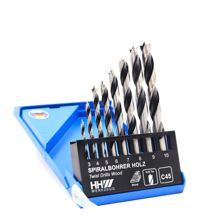 HHW ชุดดอกสว่านเจาะไม้ 8 ขนาด Twis Drill Bit C45 Set 10.100010