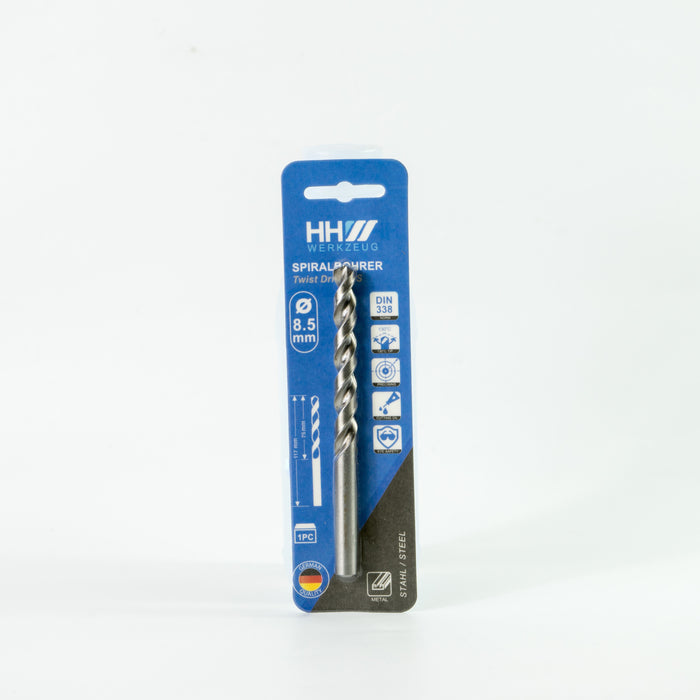 HHW ดอกสว่านเจาะเหล็ก ไฮสปีด ANSI HSS 8.5 มม. Twist drill bit DIN 338 ANSI HSS Size 8.5 mm. 10.100022