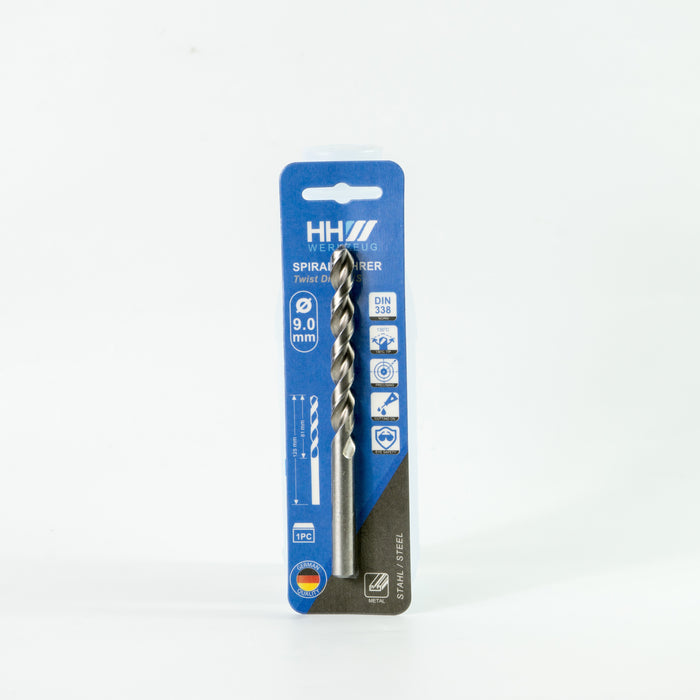 HHW ดอกสว่านเจาะเหล็ก ไฮสปีด ANSI HSS 9.0 มม. Twist drill bit DIN 338 ANSI HSS Size 9.0 mm. 10.100023