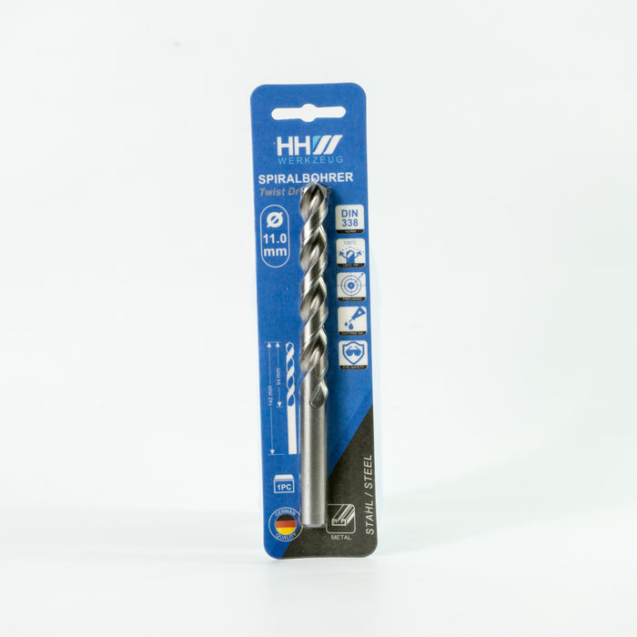 HHW ดอกสว่านเจาะเหล็ก ไฮสปีด ANSI HSS 11.0 มม. Twist drill bit DIN 338 ANSI HSS Size 11.0 mm. 10.100027