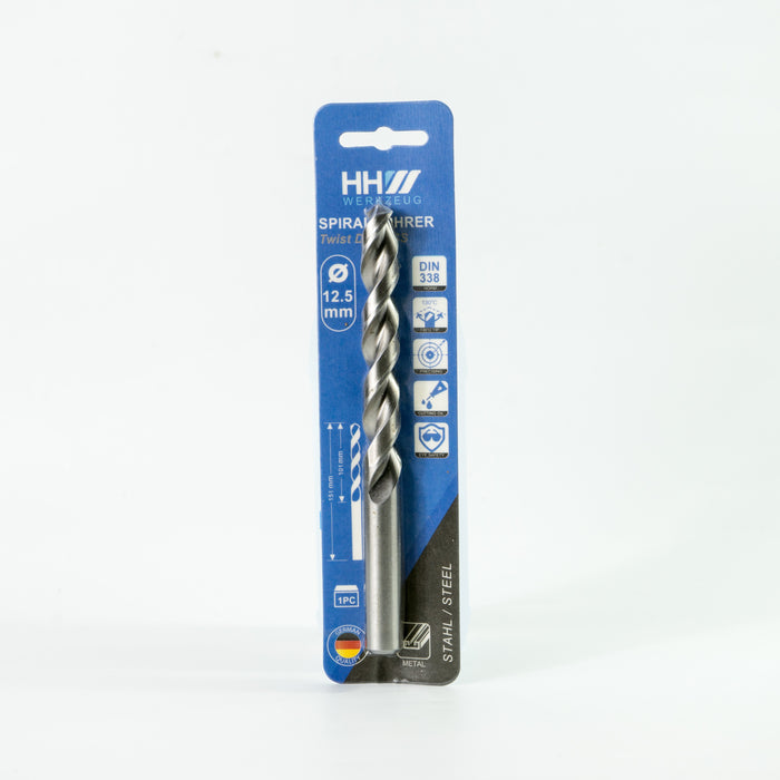 HHW ดอกสว่านเจาะเหล็ก ไฮสปีด ANSI HSS 12.5 มม. Twist drill bit DIN 338 ANSI HSS Size 12.5 mm. 10.100030