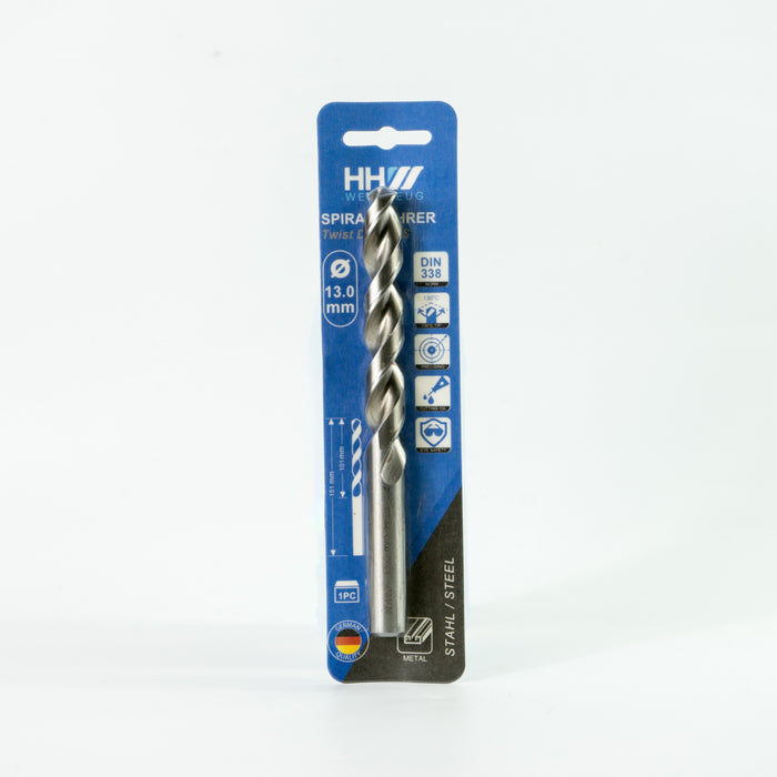 HHW ดอกสว่านเจาะเหล็ก ไฮสปีด ANSI HSS 13.0 มม. Twist drill bit DIN 338 ANSI HSS Size 13.0 mm. 10.100031