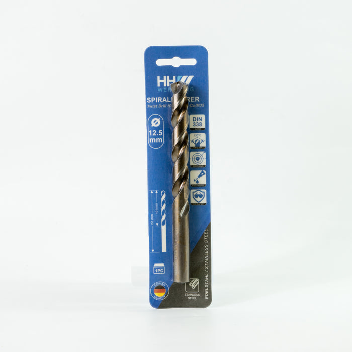 HHW ดอกสว่านโคบอลต์ ไฮสปีด HSCO (โคบอลต์ 5%) 12.5 มม. Twist drill bit DIN 338 ANSI HSCO (5% Cobalt) Size 12.5 mm. 10.100053