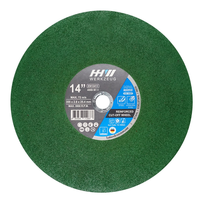 HHW ใบตัดเหล็กและสแตนเลส ECO 14 นิ้ว Cutting Disc Green ECO 14" 10.100064