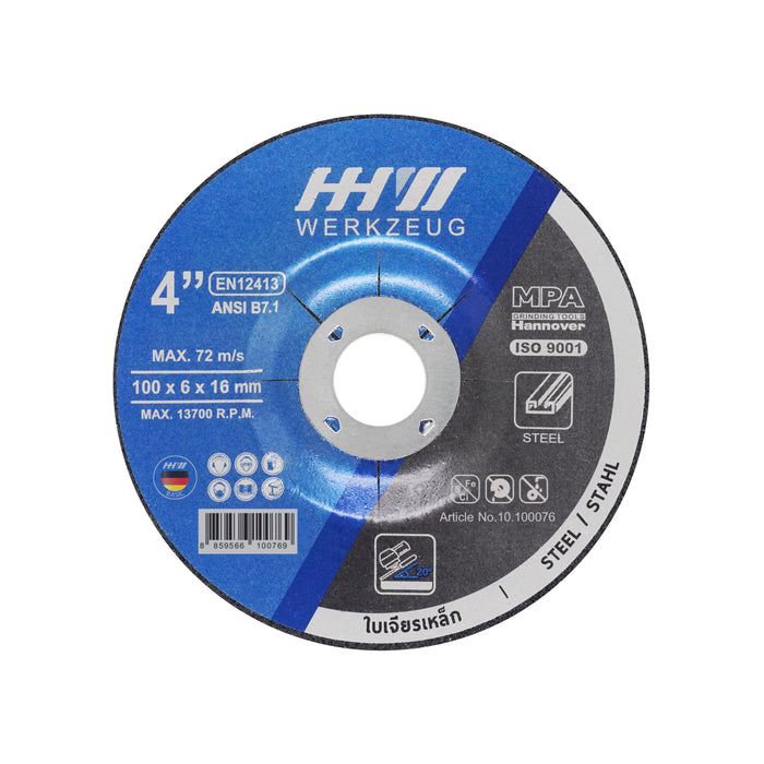 HHW ใบเจียรเหล็ก (หนา) งานก่อสร้าง 4นิ้ว Grinding Wheel Construction 4” 10.100076