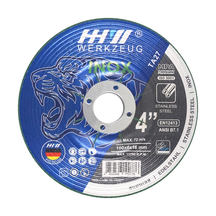 HHW ใบเจียรสแตนเลส ความหนา 6 มม 4 นิ้ว Grinding Wheel INOX Thickness 6 mm 4“ 10.100077