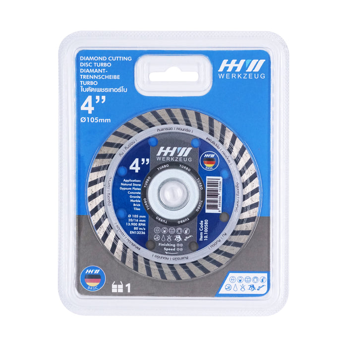 HHW ใบตัดเพชรเทอร์โบ 4นิ้ว Diamond Cutting Disc Turbo 4" 10.100580