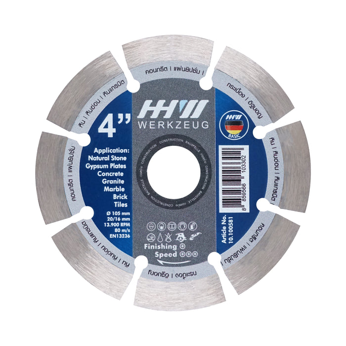 HHW ใบตัดเพชรงานก่อสร้าง 4นิ้ว Diamond Cutting Discs Construction 4” 10.100581