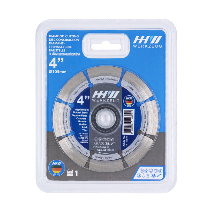 HHW ใบตัดเพชรงานก่อสร้าง 4นิ้ว Diamond Cutting Discs Construction 4” 10.100581