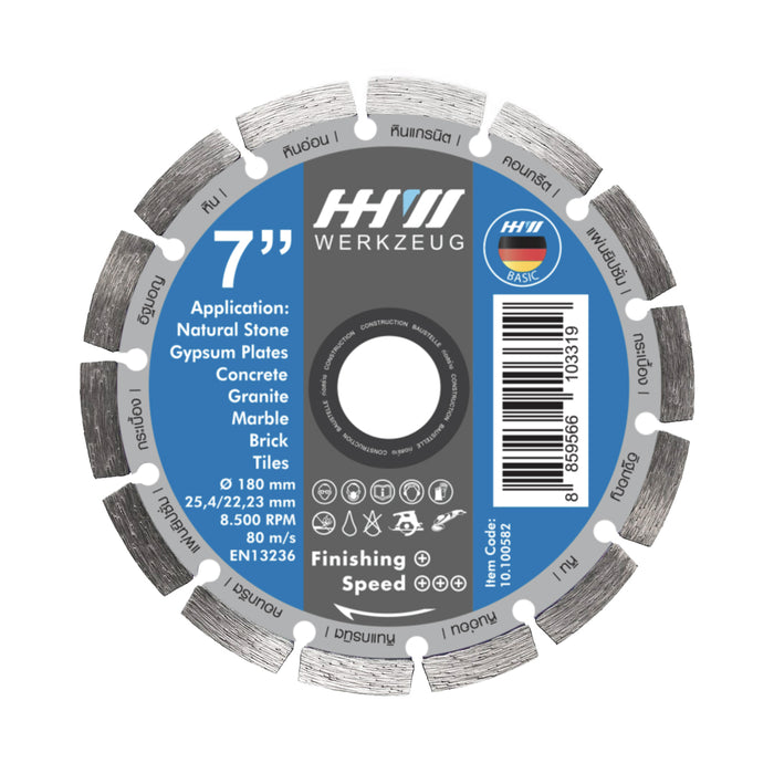 HHW ใบตัดเพชรงานก่อสร้าง 7นิ้ว Diamond Cutting Discs Construction 7” 10.100582