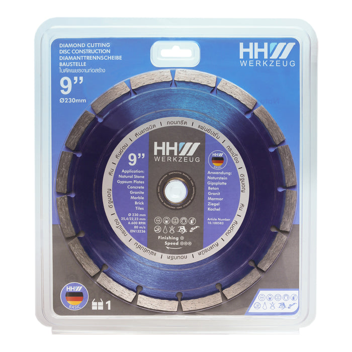 HHW ใบตัดเพชรงานก่อสร้าง 9นิ้ว Diamond Cutting Discs Construction 9” 10.100583