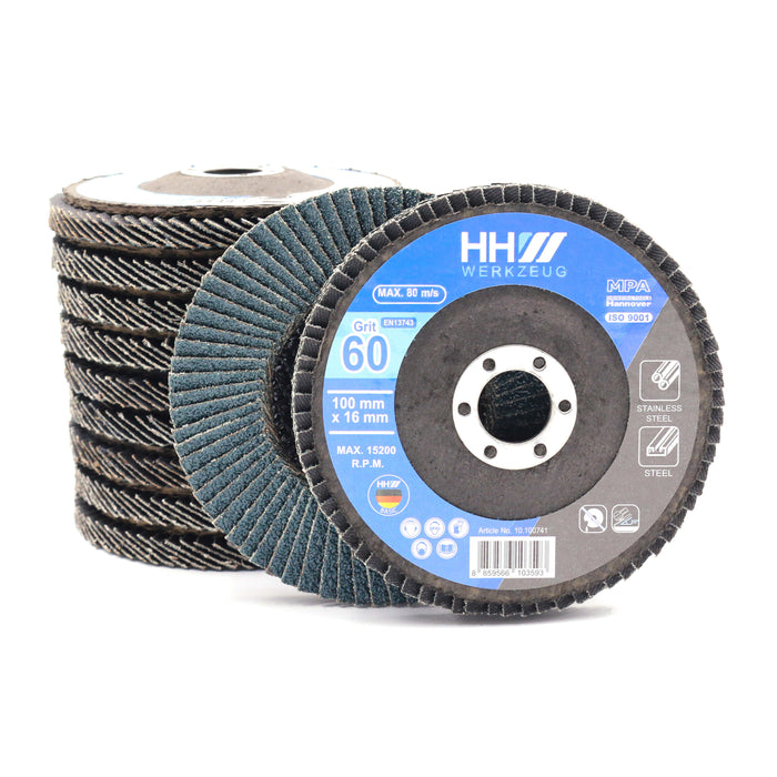 HHW ใบเจียรกระดาษทรายซ้อน หลังแข็ง #60 Hard Top Flap Disc Grit60 10.100741