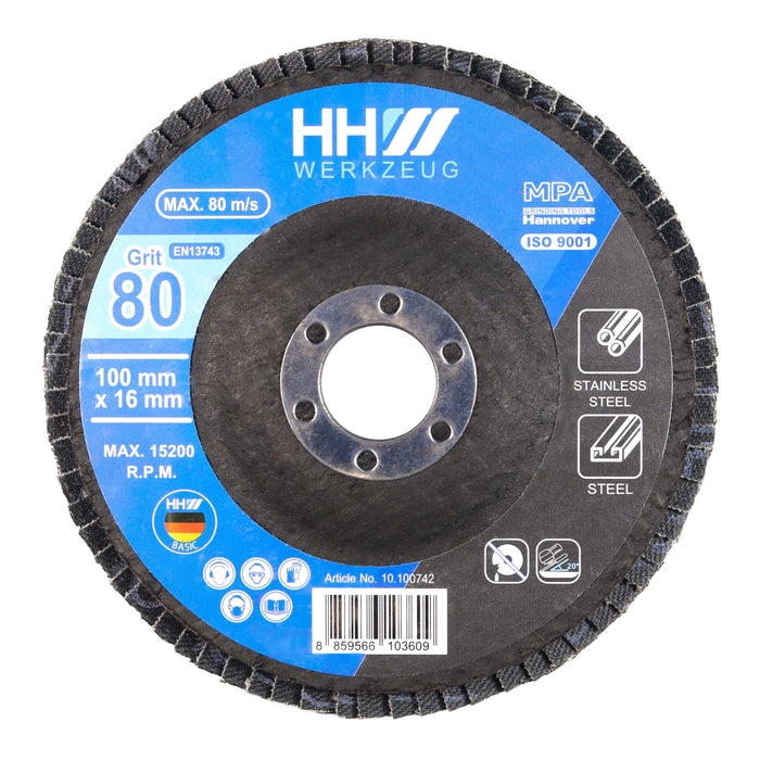 HHW ใบเจียรกระดาษทรายซ้อน หลังแข็ง #80 Hard Top Flap Disc Grit80 10.100742