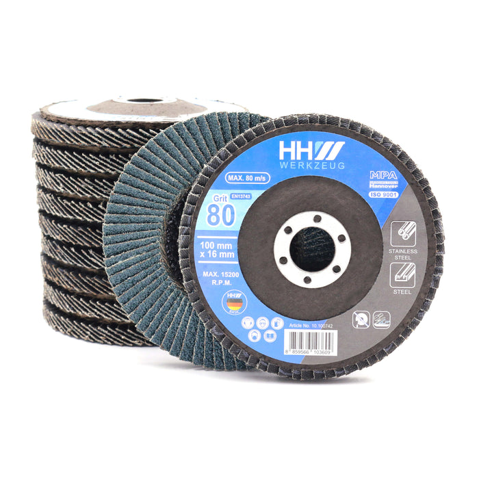 HHW ใบเจียรกระดาษทรายซ้อน หลังแข็ง #80 Hard Top Flap Disc Grit80 10.100742