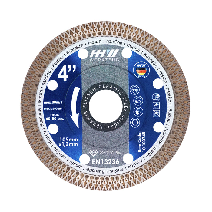 HHW ใบตัดเพชรเอ็กซ์เทอร์โบ 4นิ้ว Diamond Cutting Discs X-Turbo 4” 10.100748