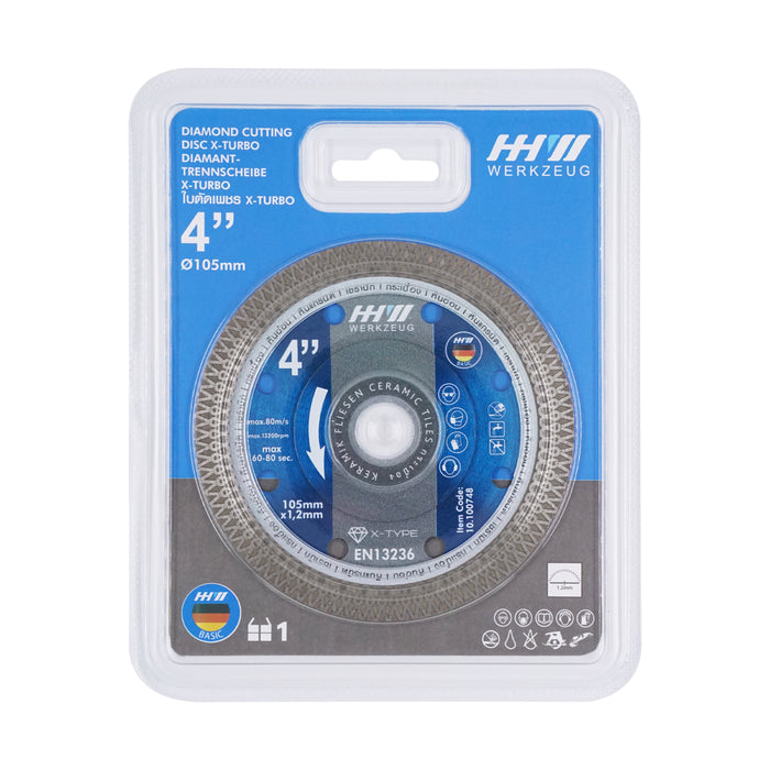 HHW ใบตัดเพชรเอ็กซ์เทอร์โบ 4นิ้ว Diamond Cutting Discs X-Turbo 4” 10.100748