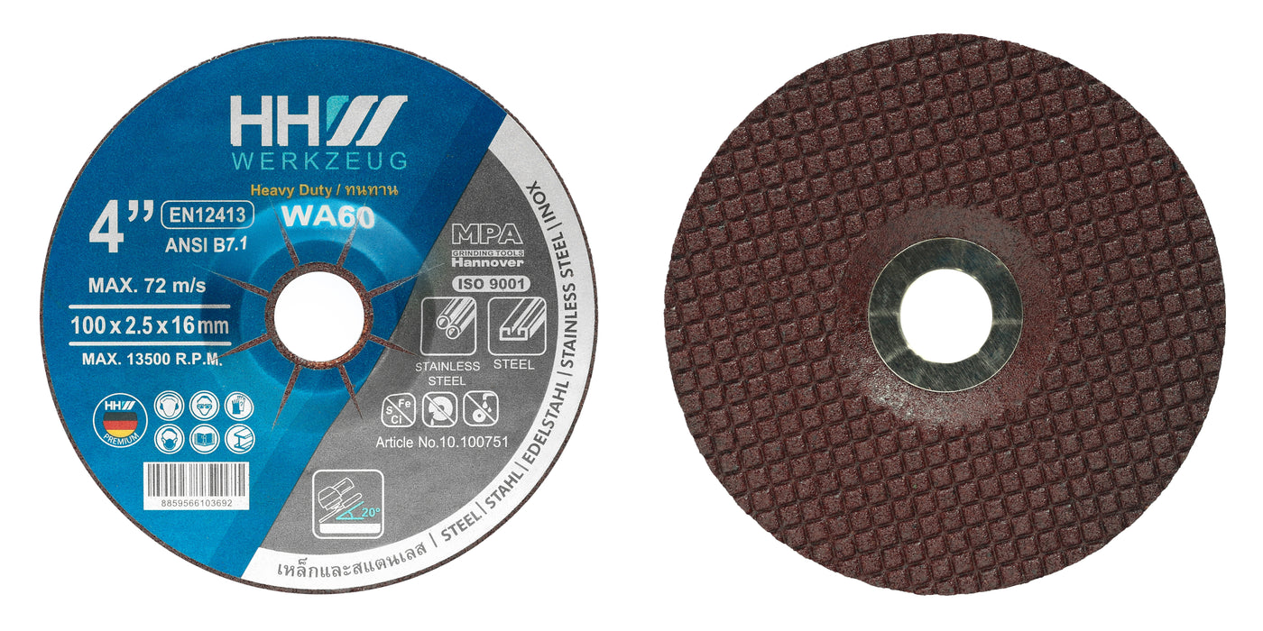 HHW ใบเจียรบางสำหรับเหล็กและสแตนเลส 4 นิ้ว Grinding disc for steel and stainless steel 4 “ 10.100751