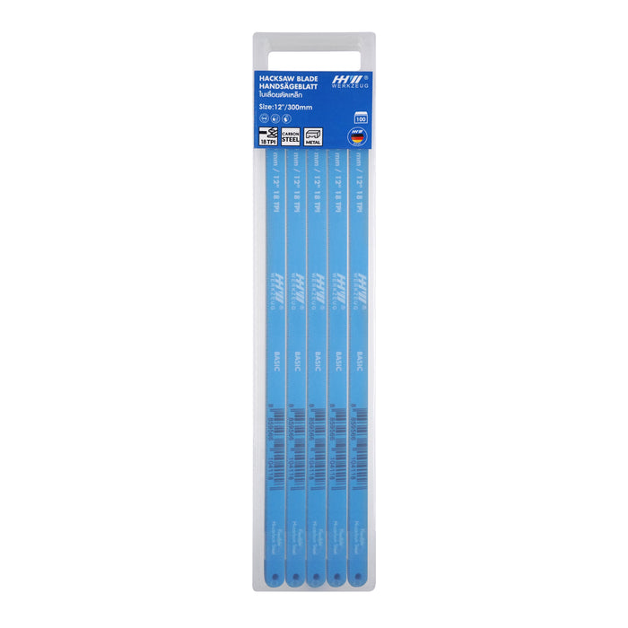 HHW ใบเลื่อยเหล็กไฮ-คาร์บอน 18 ฟัน 100 ชิ้น HACKSAW BLADE FLEXIBLE HI-CARBON STEEL 18 TOOTH 100 pcs. 10.100776