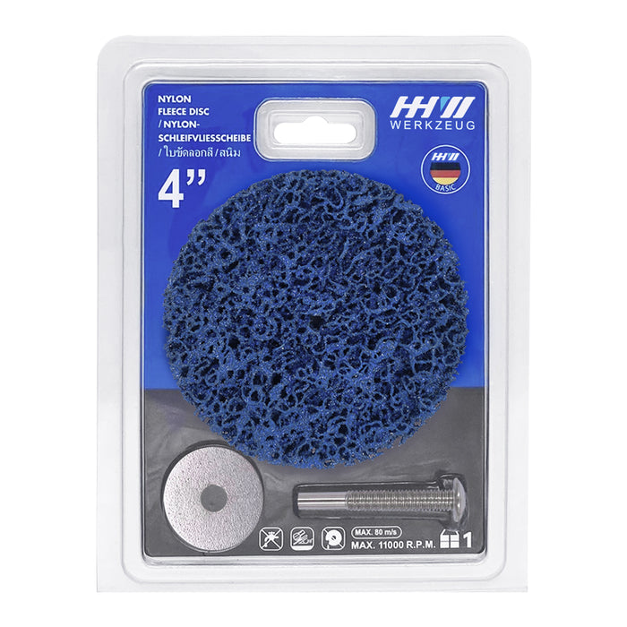 HHW ใบลอกขัดสีและสนิม 4 นิ้วแบบก้าน 100มม. NYLON FLEECE DISC 4” 105mm. CLAMPING MANDREL 10.100783