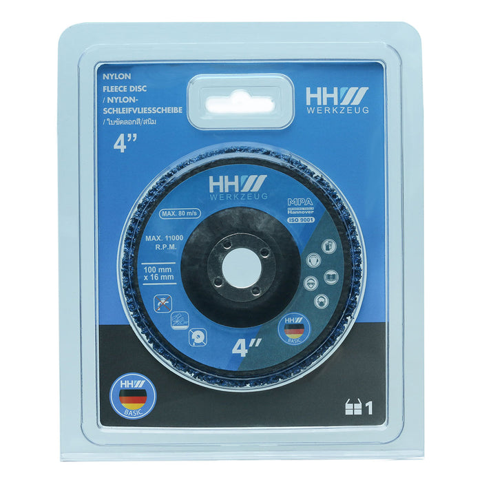 HHW ใบลอกขัดสีและสนิม 4 นิ้ว 100มม. NYLON SANDING FLEECE DISC 4” 105x16mm. 10.100786