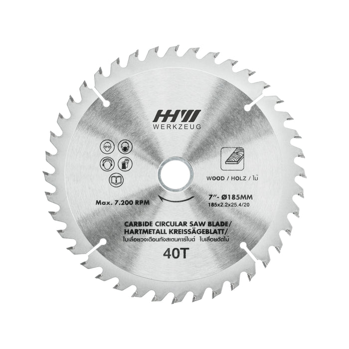 HHW ใบเลื่อยวงเดือน 7นิ้ว 40ฟัน TCT SAW BLADE SIZE 7"180mm. 40T 10.100871