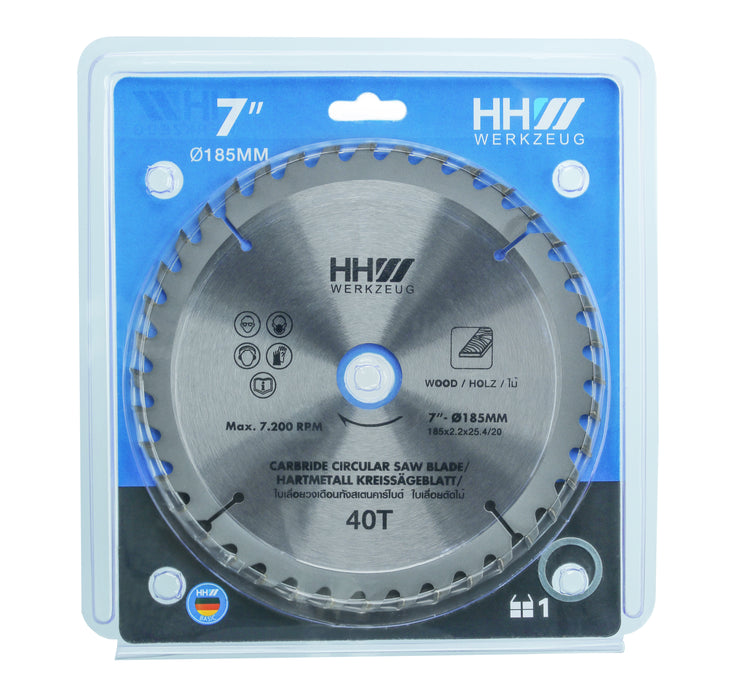 HHW ใบเลื่อยวงเดือน 7นิ้ว 40ฟัน TCT SAW BLADE SIZE 7"180mm. 40T 10.100871