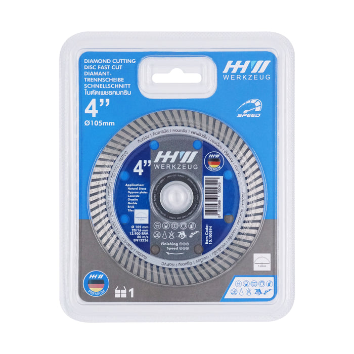 HHW ใบตัดเพชรเทอร์โบ ฟาสท์คัท 4นิ้ว Diamond cutting discs fast cut 4” 10.100894