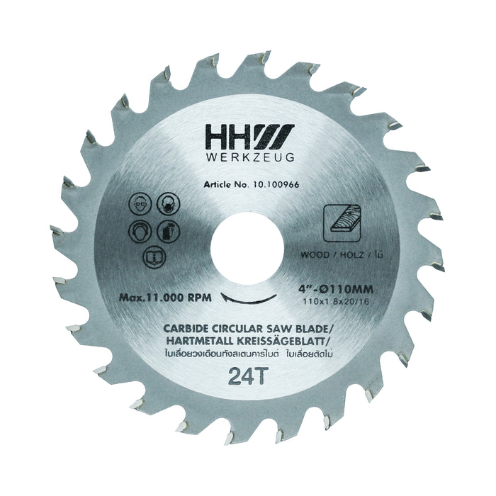 HHW ใบเลื่อยวงเดือน 4นิ้ว 24ฟัน TCT SAW BLADE SIZE 4"100mm. 24T 10.100966