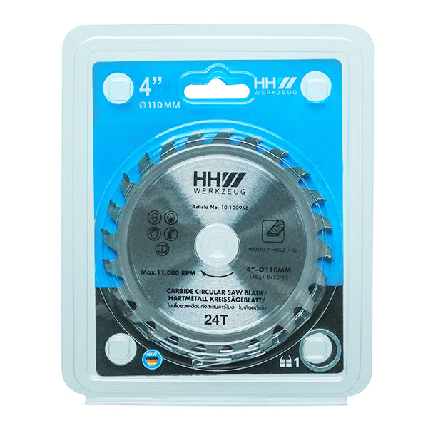 HHW ใบเลื่อยวงเดือน 4นิ้ว 24ฟัน TCT SAW BLADE SIZE 4"100mm. 24T 10.100966