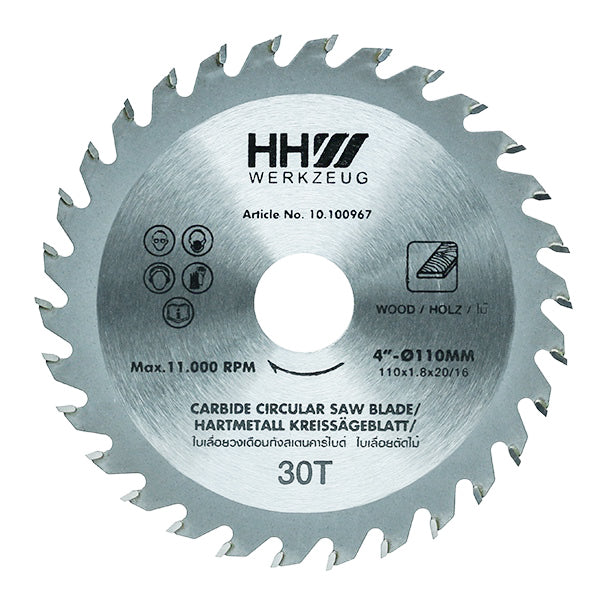 HHW ใบเลื่อยวงเดือน 4นิ้ว 30ฟัน TCT SAW BLADE SIZE 4"100mm. 30T 10.100967