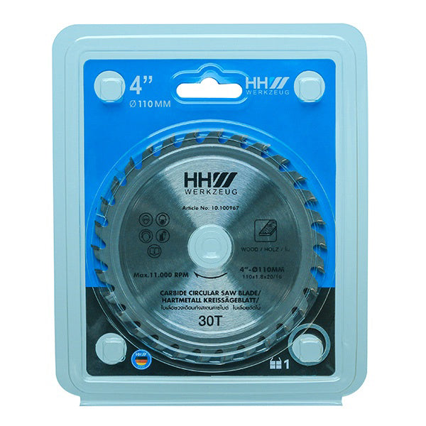 HHW ใบเลื่อยวงเดือน 4นิ้ว 30ฟัน TCT SAW BLADE SIZE 4"100mm. 30T 10.100967