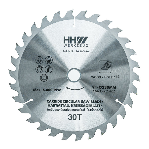 HHW ใบเลื่อยวงเดือน 9นิ้ว 30ฟัน TCT SAW BLADE SIZE 9"230mm. 30T 10.100970