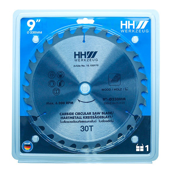 HHW ใบเลื่อยวงเดือน 9นิ้ว 30ฟัน TCT SAW BLADE SIZE 9"230mm. 30T 10.100970