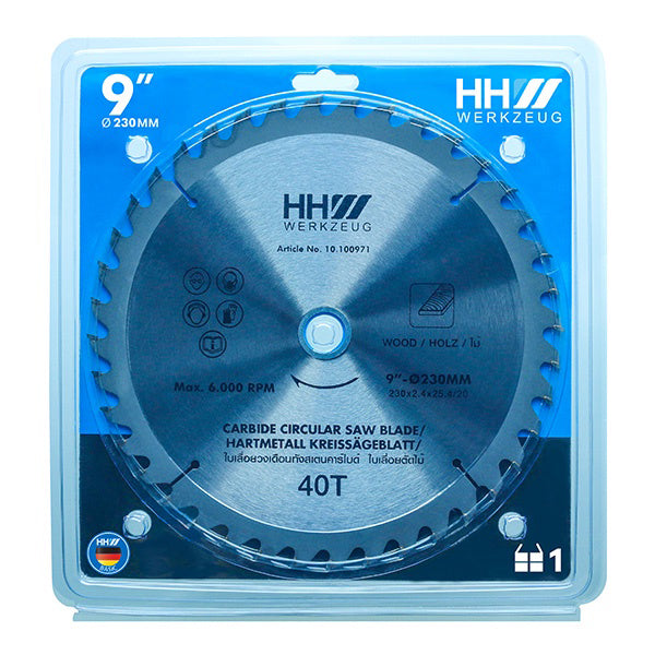 HHW ใบเลื่อยวงเดือน 9นิ้ว 40ฟัน TCT SAW BLADE SIZE 9"230mm. 40T 10.100971