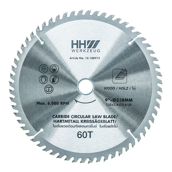 HHW ใบเลื่อยวงเดือน 9นิ้ว 60ฟัน TCT SAW BLADE SIZE 9"230mm. 60T 10.100972