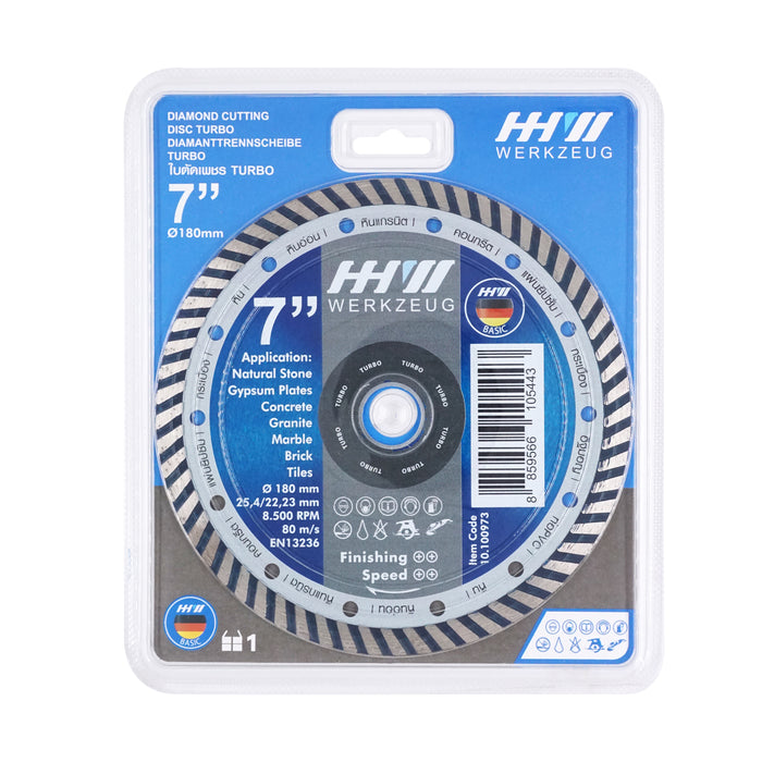 HHW ใบตัดเพชรเทอร์โบ 7นิ้ว Diamond Cutting Disc Turbo 7" 10.100973