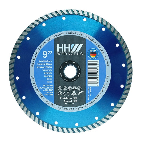 HHW ใบตัดเพชรเทอร์โบ 9นิ้ว Diamond Cutting Disc Turbo 9" 10.100974